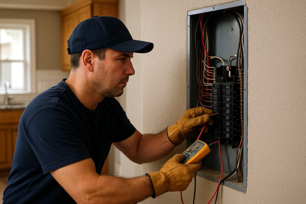 Residential Electrical Contractor Performing Electrical Work in a Home